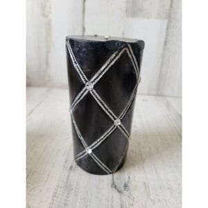 Black Halloween gem silver candle patterned home decor